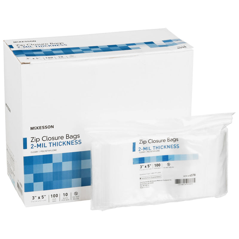 McKesson Zip Closure Bag, 3 x 5 in., 1 Box of 10 (Bags) - Img 1