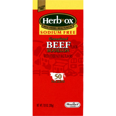 Herb-Ox® Beef Bouillon Sodium Free Instant Broth, 1 Box of 50 (Nutritionals) - Img 1