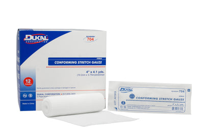 Dukal™ Sterile Conforming Bandage, 4 Inch x 4-1/10 Yard, 1 Bag of 12 (General Wound Care) - Img 1