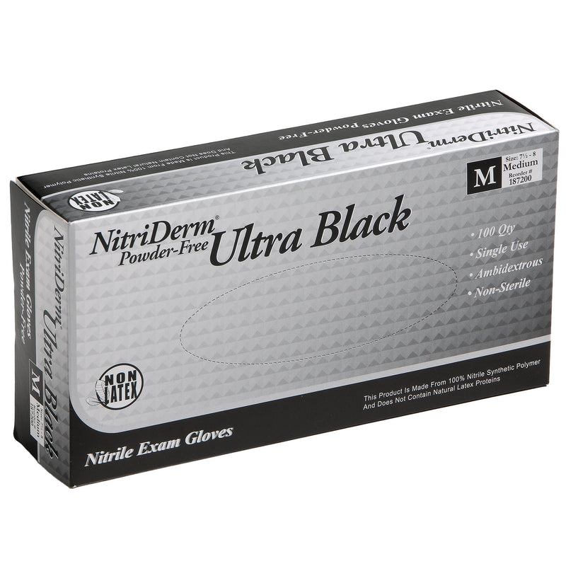 NitriDerm® Ultra Black Nitrile Exam Glove, Medium, Black, 1 Box of 100 () - Img 1