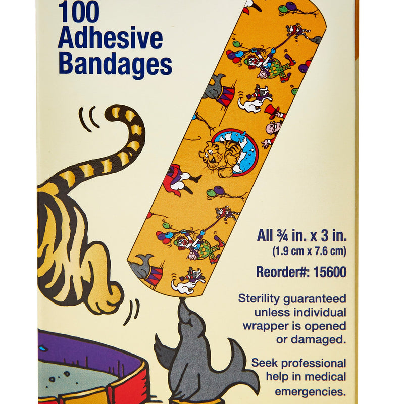 American® White Cross Stat Strip® Circus Kid Design Adhesive Strip, ¾ x 3 Inch, 1 Box of 100 (General Wound Care) - Img 5