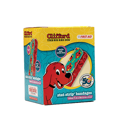 American® White Cross Stat Strip® Clifford the Big Red Dog Adhesive Strip, ¾ x 3 Inch, 1 Box (General Wound Care) - Img 3