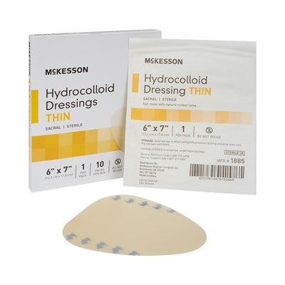 McKesson Hydrocolloid Dressing, 6 x 7 Inch Sacral, 1 Box of 10 (Advanced Wound Care) - Img 1