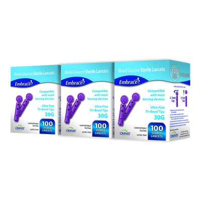 Embrace Safety Lancets, 30 Gauge, 1 Box of 100 (Diabetes Monitoring) - Img 1