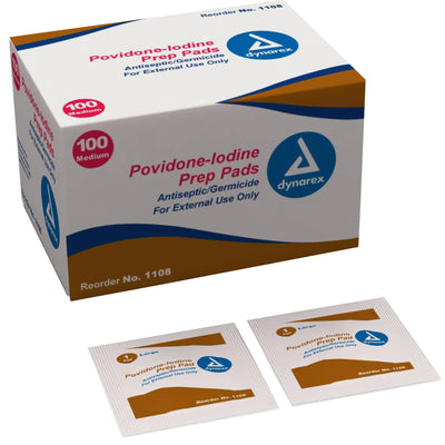 dynarex® Povidone-Iodine Prep Pad, Antiseptic, Non-Woven, 1 Each (Skin Care) - Img 1