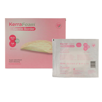 KerraFoam™ Gentle Border Silicone Foam Dressing, 7 x 8 Inch, 1 Carton of 10 (Advanced Wound Care) - Img 1