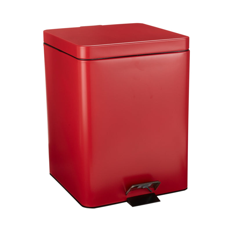 McKesson Trash Can with Plastic Liner, Square, Steel, Step-On, 20 QT, Red, 1 Each (Waste Receptacles) - Img 8