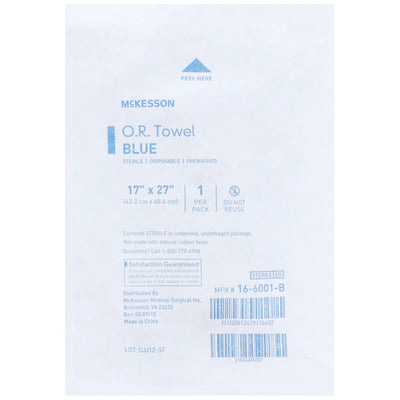 McKesson Blue Sterile O.R. Towel, 17 x 27 Inch, 1 Case of 80 (Procedure Towels) - Img 2