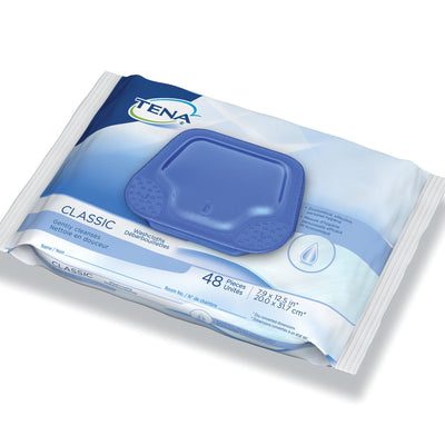 Tena Classic Disposable Washcloth, Alcohol-Free, Scented, Convenient, Regular Use, 1 Pack of 48 (Skin Care) - Img 1