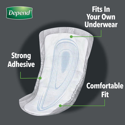 Depend Guards Incontinence Pads, Disposable, Maximum Absorbency, 12" Length, 1 Bag of 52 () - Img 9