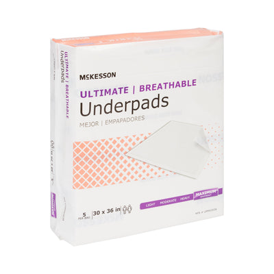 McKesson Ultimate Breathable Underpads, Maximum Protection, Heavy Absorbency, 30" x 36", White, 1 Bag of 5 (Underpads) - Img 7