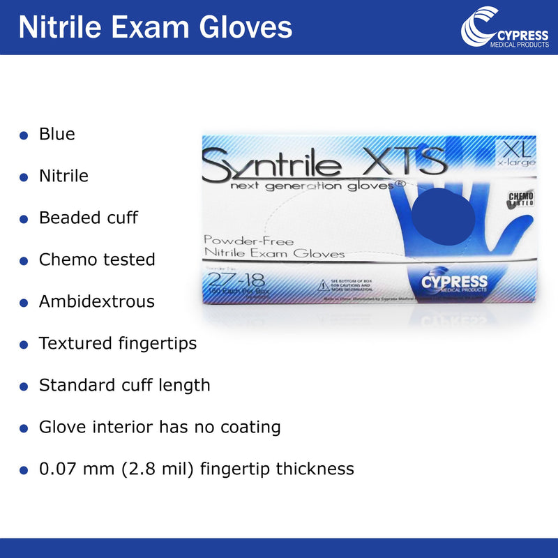 Syntrile® XTS Nitrile Standard Cuff Length Exam Glove, Extra Large, Blue, 1 Box of 200 () - Img 3