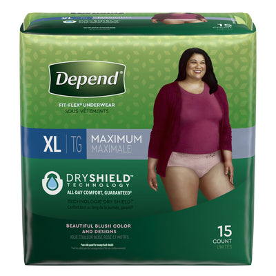 Depend FIT-FLEX Absorbent Underwear, X-Large, Tan, 45" to 54" Waist, 1 Pack of 15 () - Img 1