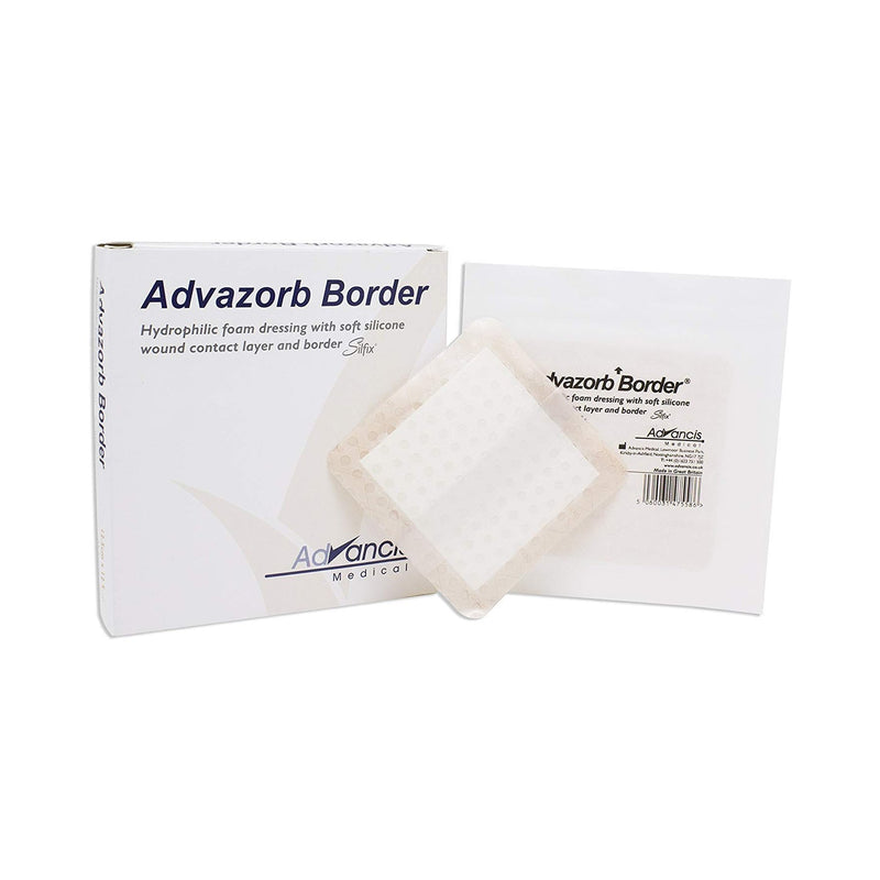 Advazorb Border® Silicone Adhesive with Border Silicone Foam Dressing, 6 x 6 Inch, 1 Box of 10 (Advanced Wound Care) - Img 1