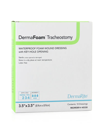 DermaFoam® Tracheostomy Nonadhesive without Border Foam Dressing, 3½ x 3½ Inch, 1 Box of 10 (Advanced Wound Care) - Img 1