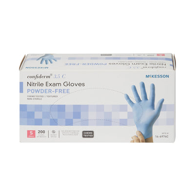 McKesson Confiderm® 3.5C Nitrile Exam Glove, Small, Blue, 1 Box of 200 () - Img 6