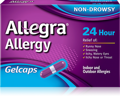 ALLEGRA 24HR, GELCAP 180MG N/DRWSY ADLT (8/BX) (Over the Counter) - Img 1