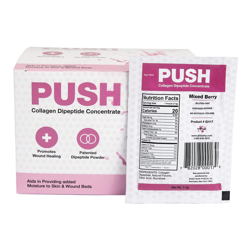 PUSH Collagen Dipeptide Concentrate Mixed Berry Oral Supplement, 7.4 Gram Packet, 1 Box of 30 (Nutritionals) - Img 1