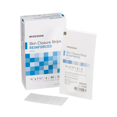 McKesson Skin Closure Reinforced Strip, ¼ X 1½ Inch, 1 Box of 50 (Skin Closure Strips) - Img 1