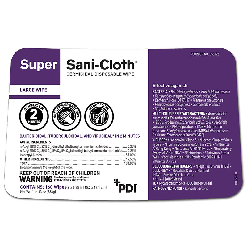 Super Sani-Cloth® Surface Disinfectant Wipe, Large Canister, 1 Canister of 160 (Cleaners and Disinfectants) - Img 3