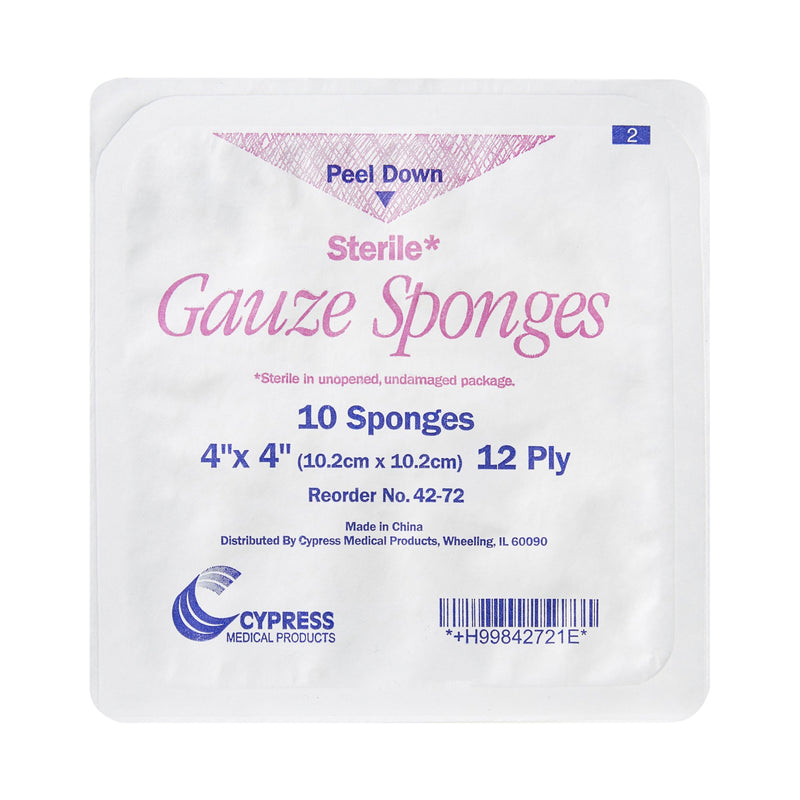 Cypress Sterile Gauze Sponge, 4 x 4 Inch, 1 Case of 1280 (General Wound Care) - Img 2