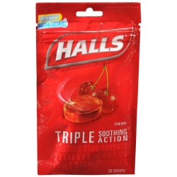 Halls® Menthol Cherry Flavor Cold and Cough Relief, 1 Bag (Over the Counter) - Img 1