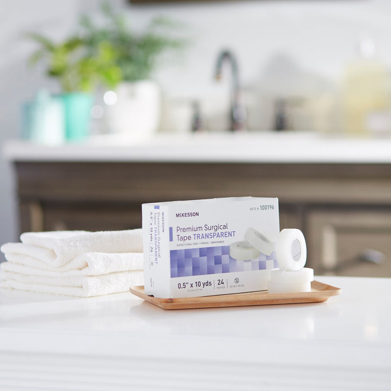 McKesson Plastic Medical Tape, 1/2 Inch x 10 Yard, Transparent, 1 Box of 24 (General Wound Care) - Img 10