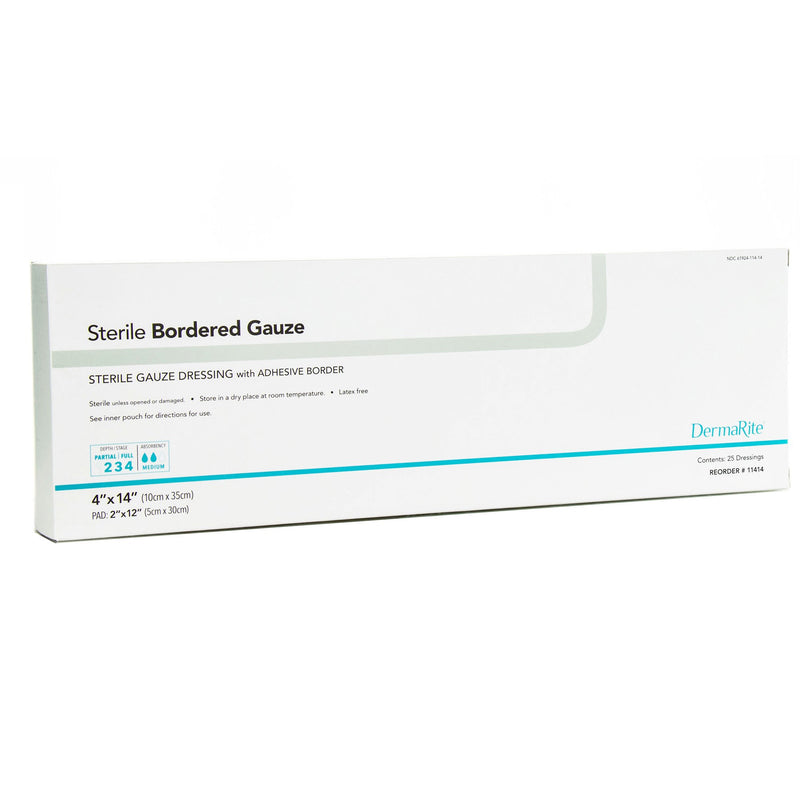 DermaRite® Sterile Gauze Adhesive Dressing, 4 x 14 inch, 1 Box of 25 () - Img 1