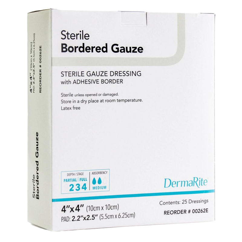 DermaRite® Bordered Gauze White Adhesive Dressing, 4 x 4 Inch, 1 Each () - Img 2