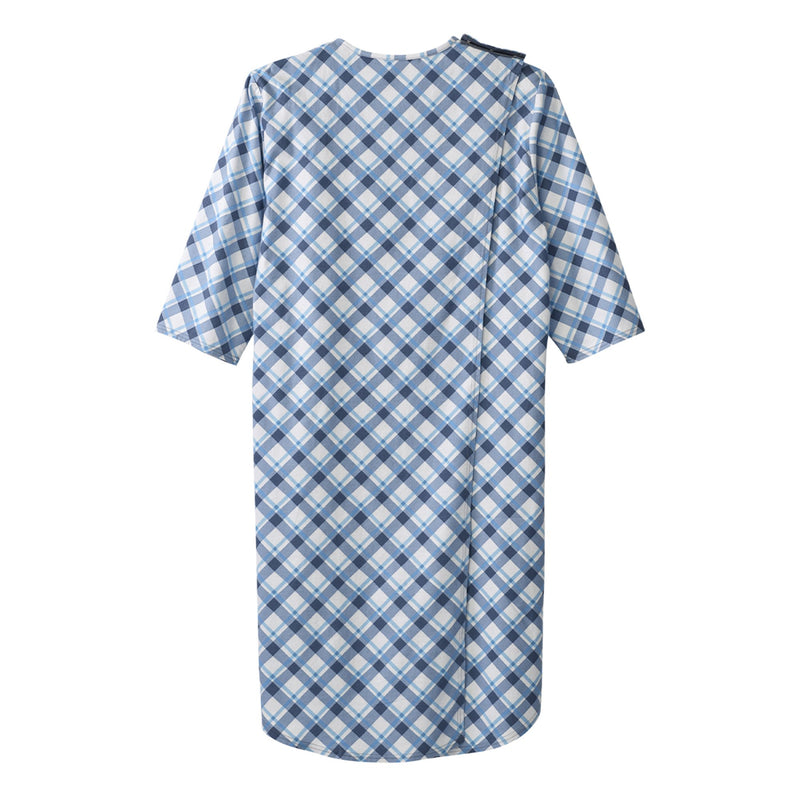 Silverts® Shoulder Snap Patient Exam Gown, Small, Diagonal Blue Plaid, 1 Each (Gowns) - Img 2