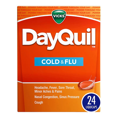 Vicks DayQuil Cold & Flu LiquiCaps™, 1 Carton of 24 (Over the Counter) - Img 1