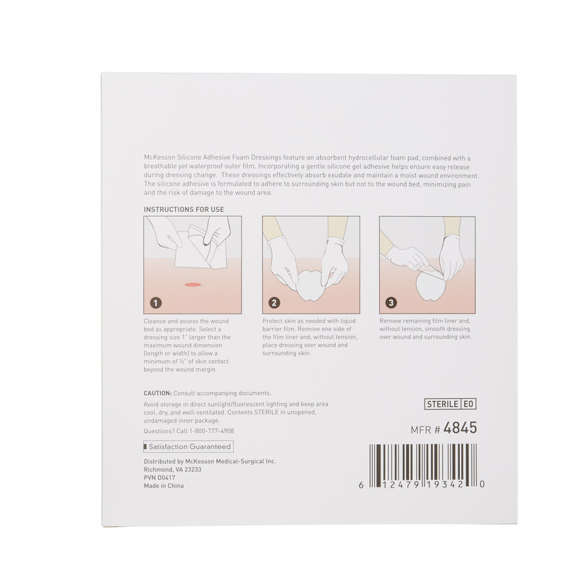 McKesson Silicone Adhesive with Border Silicone Foam Dressing, 7 x 7 Inch Sacral, 1 Box of 10 (Advanced Wound Care) - Img 5