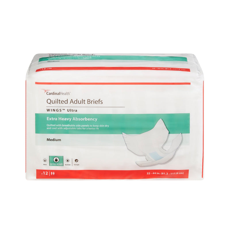 Wings™ Ultra Quilted Extra Heavy Absorbency Incontinence Brief, Medium, 1 Case of 96 () - Img 1