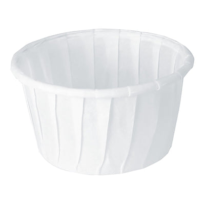 Solo Paper Souffle Cup, White, Disposable, 1.25 oz, 1 Case of 5000 (Drinking Utensils) - Img 1