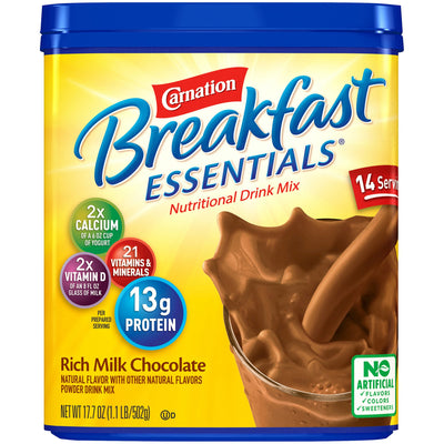 Carnation Breakfast Essentials® Rich Milk Chocolate Oral Supplement, 17.7 oz. Canister, 1 Case of 6 (Nutritionals) - Img 1