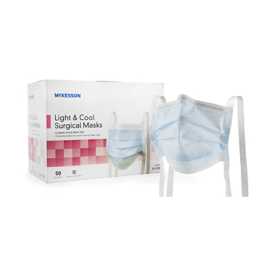 McKesson Classic Style Light & Cool Surgical Mask, Blue, 1 Box of 50 (Masks) - Img 2