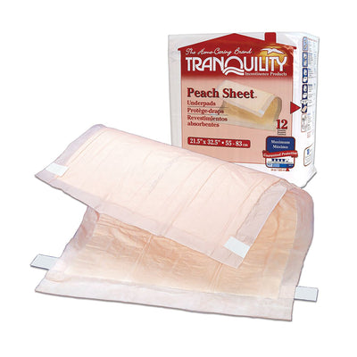 Tranquility® Peach Sheet Underpad, 21½ x 32½ Inch, 1 Pack (Underpads) - Img 1