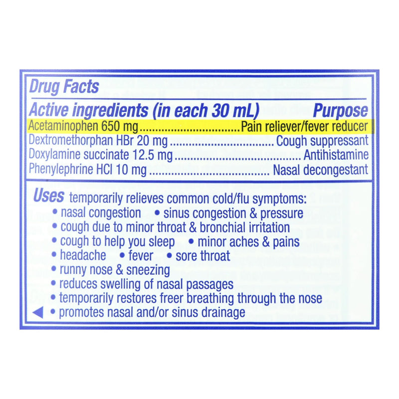 NyQuil Severe Cold & Flu Liquid, 12-ounce Bottle, 1 Each (Over the Counter) - Img 5