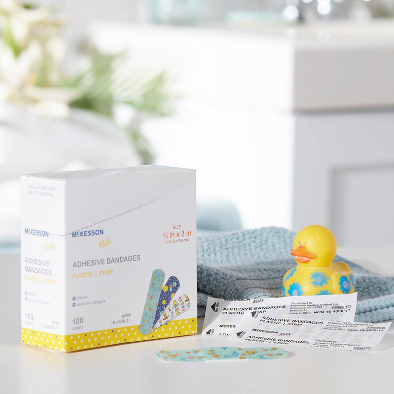 McKesson Kids™ Kid Design (Assorted Prints) Adhesive Strip, 3/4 x 3 Inch, 1 Box of 100 (General Wound Care) - Img 9