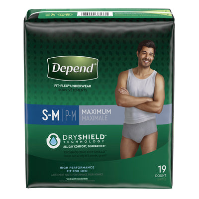 Depend FIT-FLEX Absorbent Underwear for Men, Small/Medium, Pull-On, Gray, Disposable, 1 Case of 38 () - Img 1