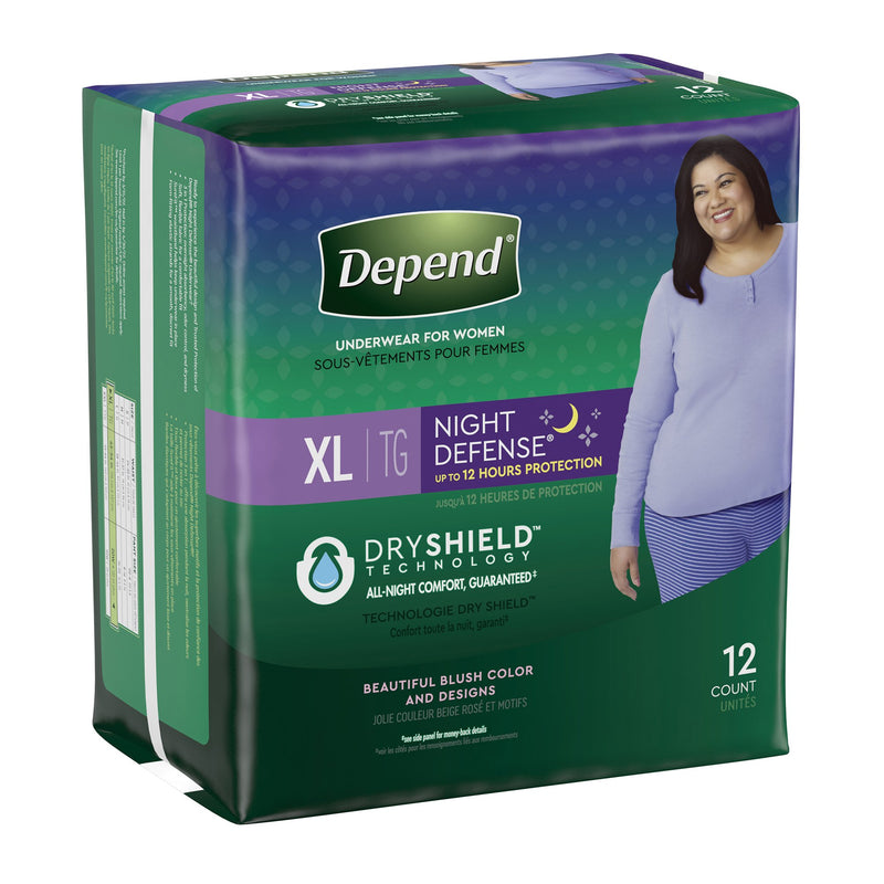 Depend® Night Defense® Maximum Absorbent Underwear, Extra Large, 1 Pack of 12 () - Img 3