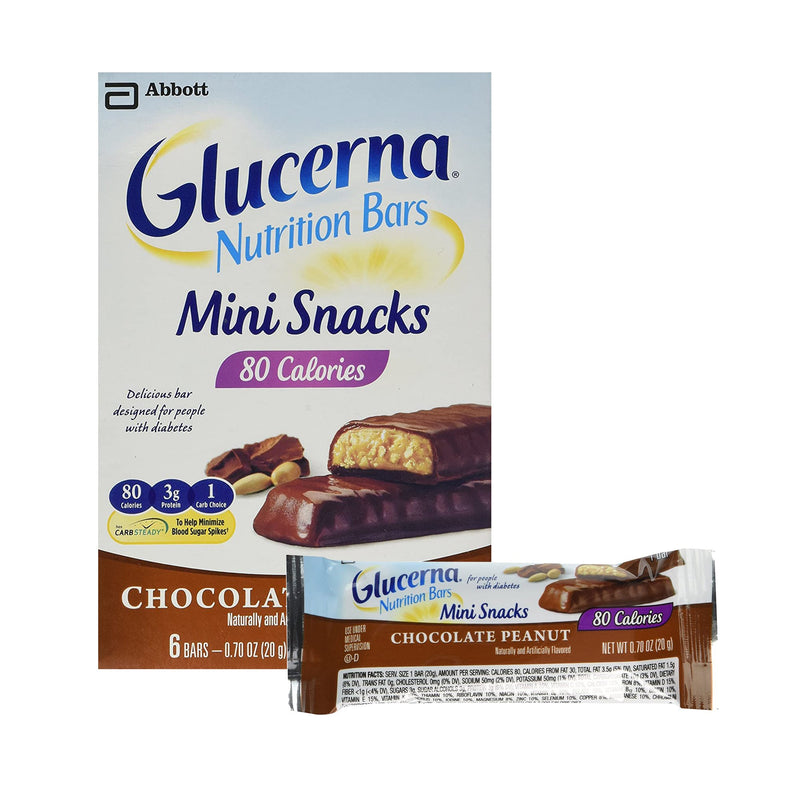 Glucerna® Mini Treats Chocolate Peanut Nutrition Bar, 20 Gram Packets, 1 Carton of 6 (Nutritionals) - Img 1