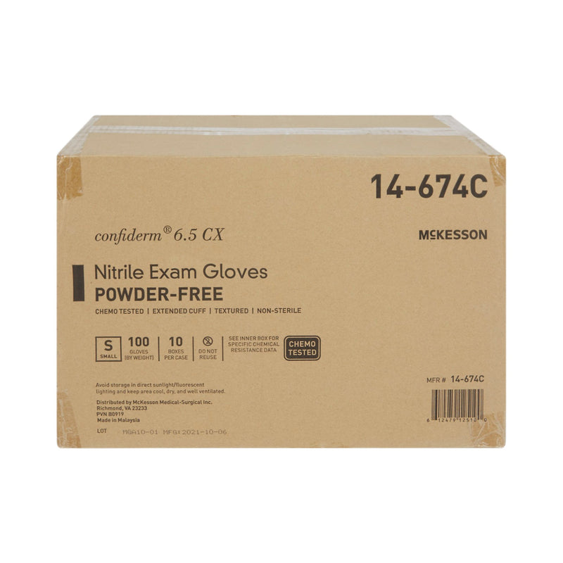 McKesson Confiderm® 6.5CX Extended Cuff Nitrile Extended Cuff Length Exam Glove, Small, Blue, 1 Box of 100 () - Img 6