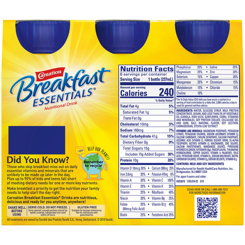 Carnation Breakfast Essentials® Vanilla Oral Supplement, 8 oz. Bottle, 1 Each (Nutritionals) - Img 4