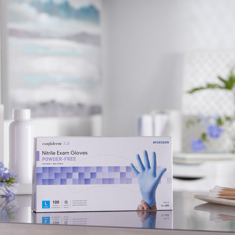 McKesson Confiderm® 3.8 Nitrile Exam Glove, Large, Blue, 1 Box of 100 () - Img 10
