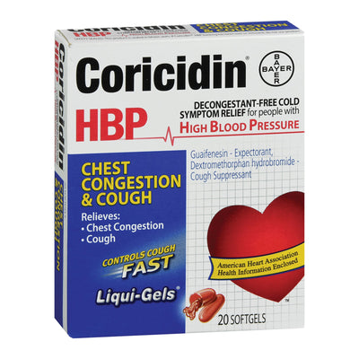 Coricidin® HBP Guaifenesin / Dextromethorphan Cold and Cough Relief, 1 Each (Over the Counter) - Img 1