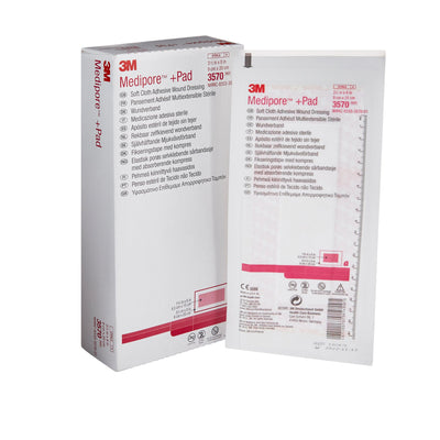 3M™ Medipore™ + Pad Soft Cloth Adhesive Dressing, 3½ x 8 Inch, 1 Box of 25 (General Wound Care) - Img 1