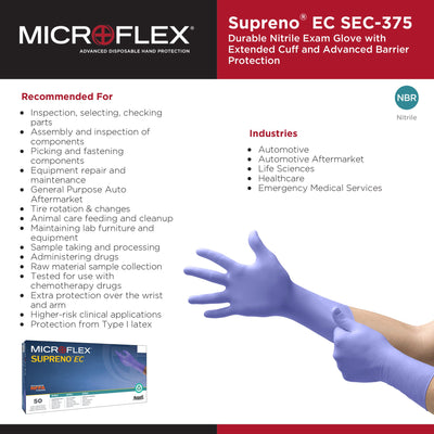 Supreno® EC Nitrile Extended Cuff Length Exam Glove, Extra Large, Blue, 1 Box of 50 () - Img 5