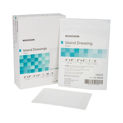 McKesson White Adhesive Dressing, 6 x 8 Inch, 1 Box of 25 (General Wound Care) - Img 1