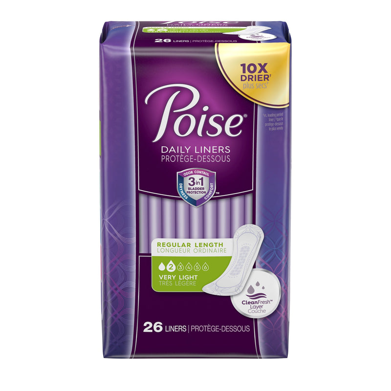 Poise Bladder Control Pads, Light Absorbency, Regular Length, 7.5", Adult, Female, Disposable, 1 Case of 208 () - Img 1
